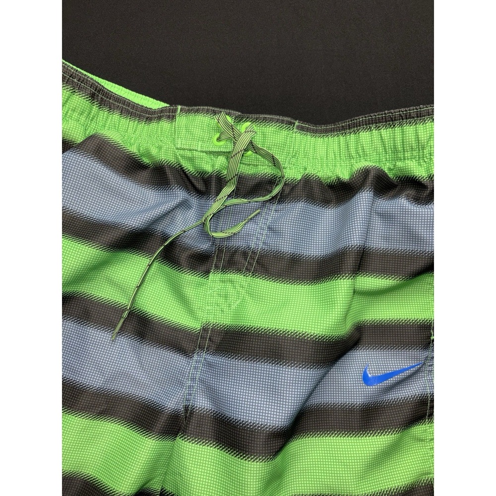 VTG Nike Volley Swim Trunks Men's Large Shorts Striped Purple Green NESS685 - Picture 12 of 14